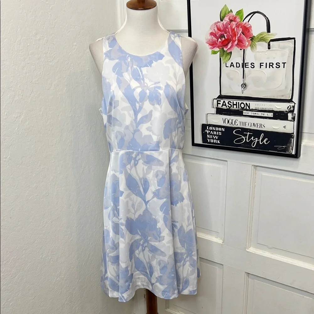 Banana Republic Blue & White Floral Racerback Dress Size 10P